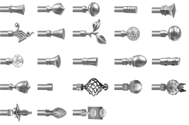 Endstücken für eine 25 mm Gardinenstange aus Metall