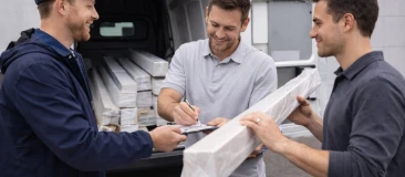 6. Lieferung mit eigenem Transport – sicher auch bei langen Elementen.